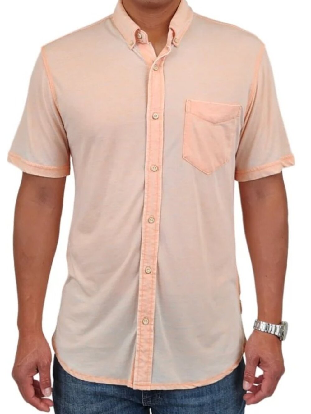 Surfside Supply Bright Orange Burnout Knit Short Sleeve Vintage Shirt/10458